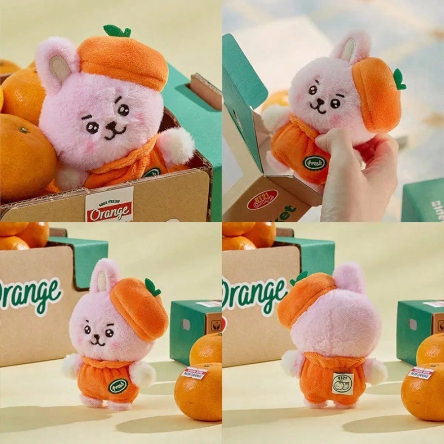 LINE FRIENDS BT21 Anime Kpop 12cm Cooky Shooky Plush Toy Y2K-Style Latest Arrival Cartoon Orange Plush Doll Backpack Keychain