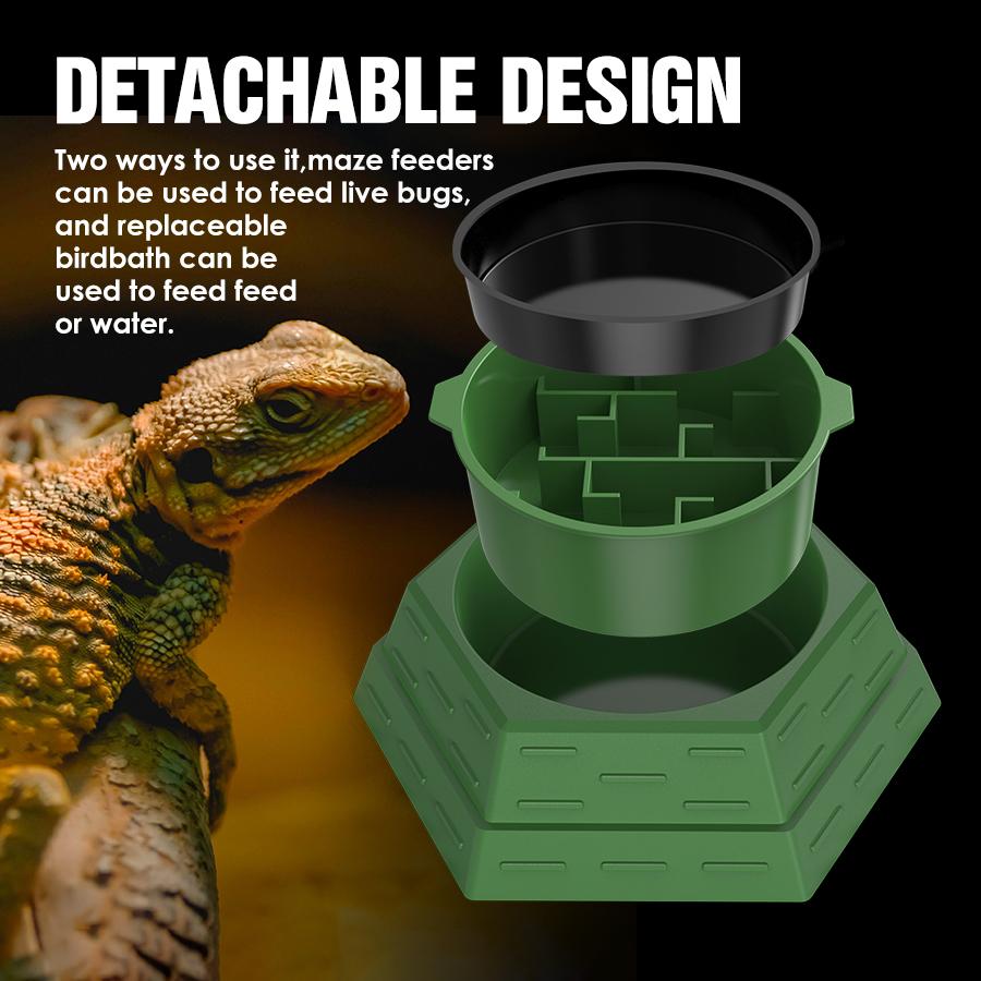 Maze design feeding bowl, water basin, increase the fun of hunting, multiple uses, suitable for reptiles, lizards, chameleons