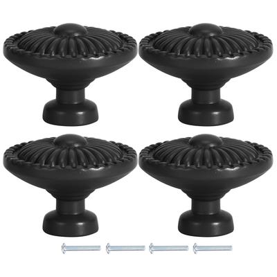 4 Sets Zinc Alloy Handle Single Hole Round Doorknob for Wardrobe Kitchen Cupboard388 Black