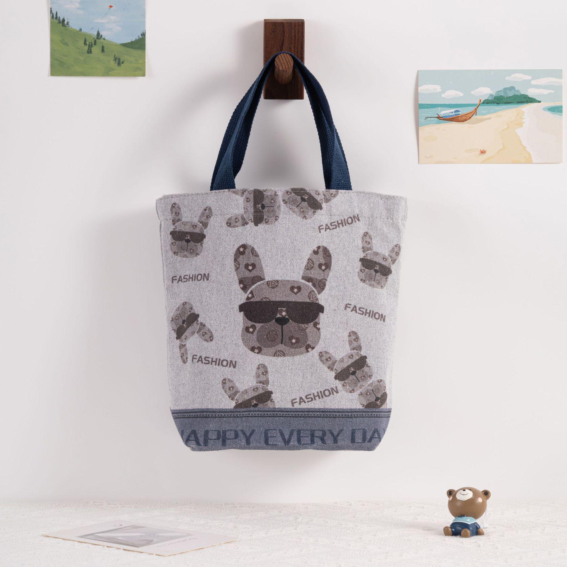 

Сумка-тоут из холста в японском мультяшном стиле - роскошный дизайн с изображением кошек и собак для ежедневных поездок на работу