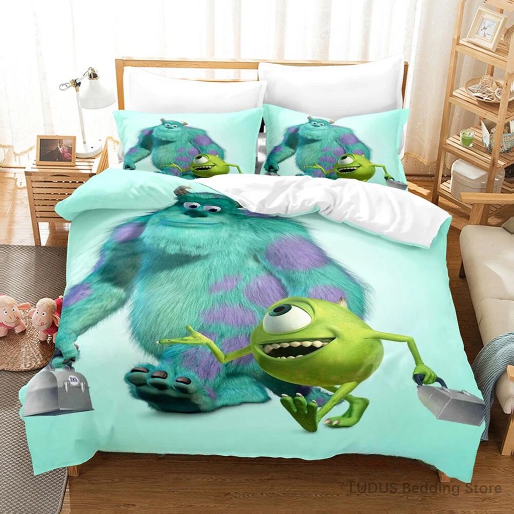Copripiumino Monsters & Co. Boo con 2 Federe Kawaii Mike Sulley Set Biancheria da Letto Copripiumino Cartone Animato Senza Lenzuolo Sotto