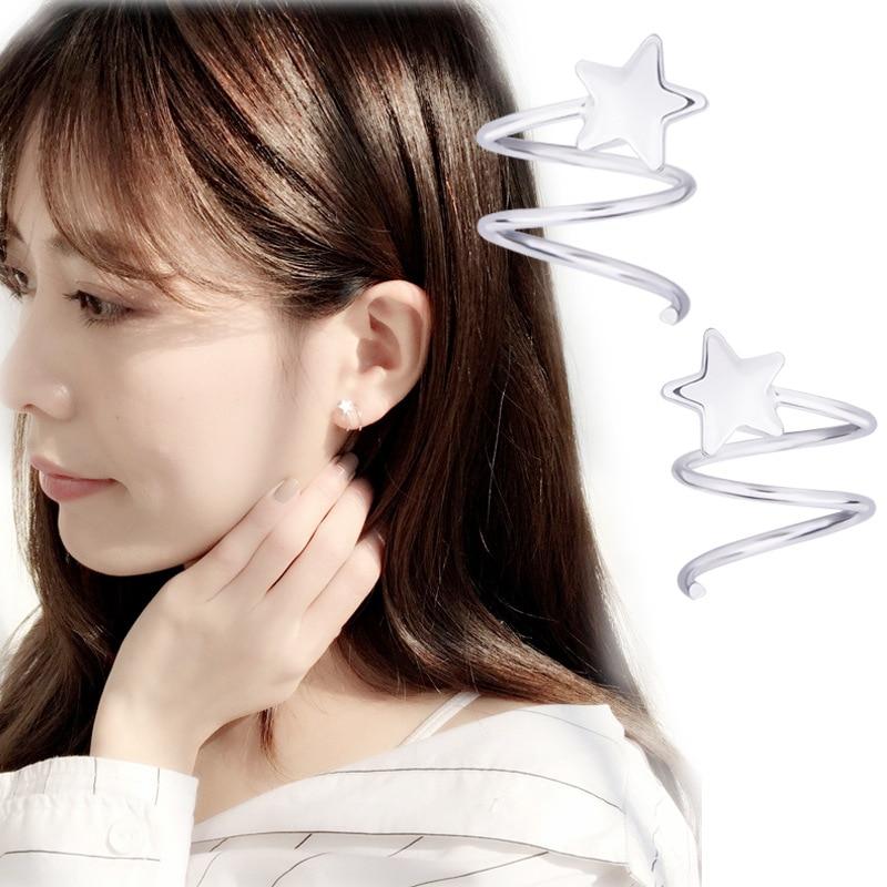 925 Sterling Silver Star Heart Charm Stud Earrings For Women Wedding Jewelry Prevent Allergy Boucle D 'Oreille Pendientes Eh1222