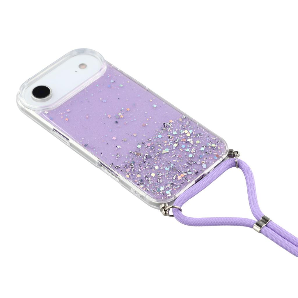 For iPhone Air Case Cute Bling TPU Epoxy Phone Cover with Lanyard