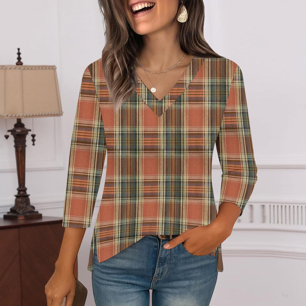 3/4 Ermskjorter For Kvinner Trykk Grafiske T-skjorter Bluser Casual Pluss Størrelse Basis Topper Pullover