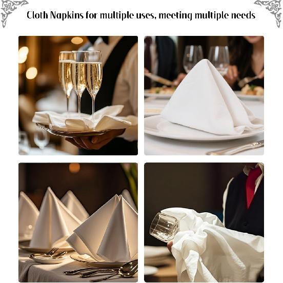 Cloth Napk Washable - Cloth Napk Set of 12 White 17x17 Inches Dinner Napk,Soft,Washable,Reble Napk Cloth for