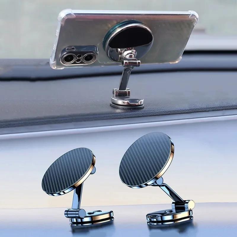 360° Rotation Folding Car Magnetic Phone Holder Auto Dashboard GPS Navigation Support Bracket Car Alloy Phone Mount Stand