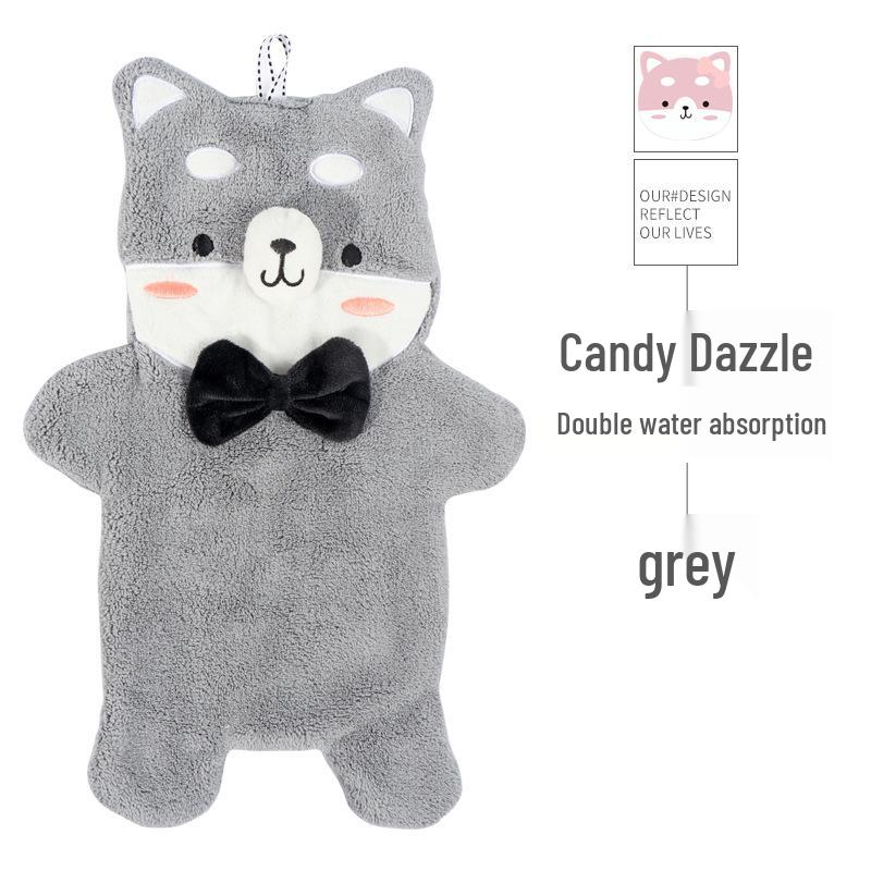 Cartoon Bear Duck Hanging Hand Towel - Absorbent & Quick-Drying for Bathroom.