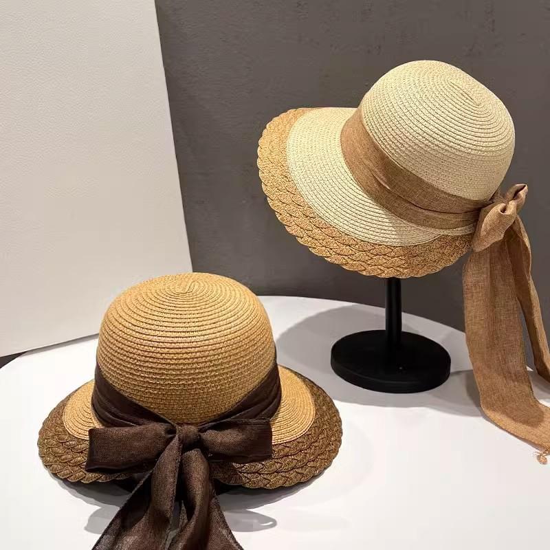Women's Summer Straw Hat, Seaside Beach Hat, Fisherman Hat, Outdoor Travel Sun Protection Shading Straw Woven Sun Hat