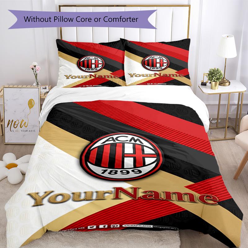 Ac Milan Personalizza il tuo nome Set Biancheria da Letto Copripiumino Traspirante con Federe Decorazione per la Casa Regalo di Compleanno