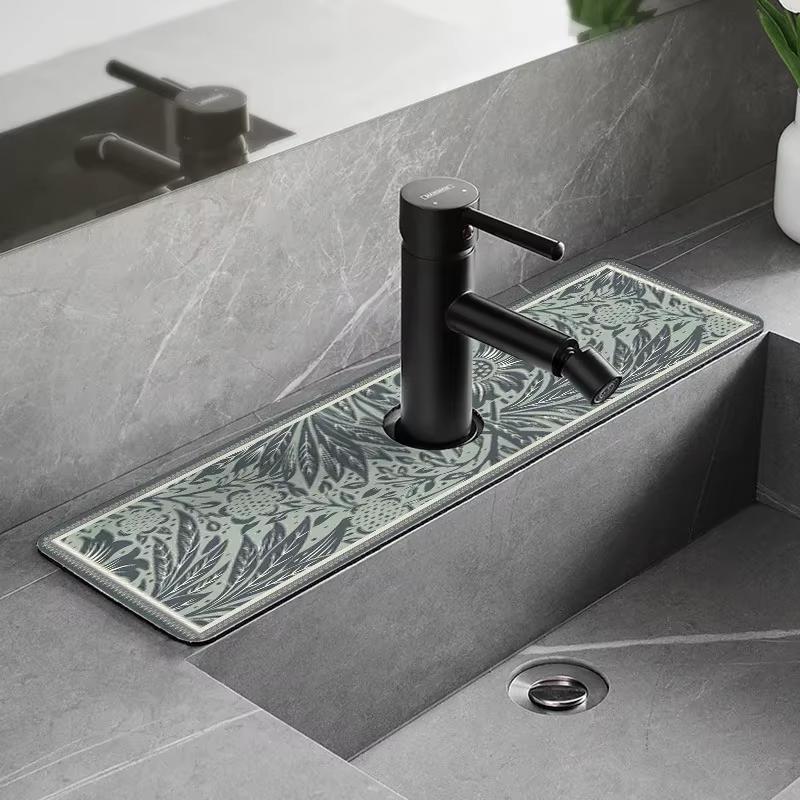 VIKAMA Cartoon Cute Faucet Mat Kitchen Super Absorbent Mat Coffee Machine Drain Mat Drying Mat Quick-Drying Bathroom Drain Mat