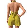 Ladies' Casual And Fashionable Summer Commuting Vacation Style Solid Color Tank Top Neck Hanging Tie Shorts Set