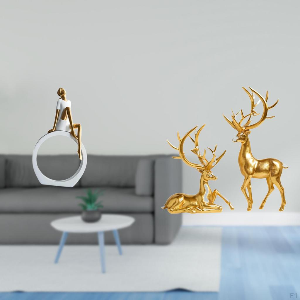 Elegant Readers And Deer Figurines Abstract Women Statue Centerpiece for Bedroom Bookshelf