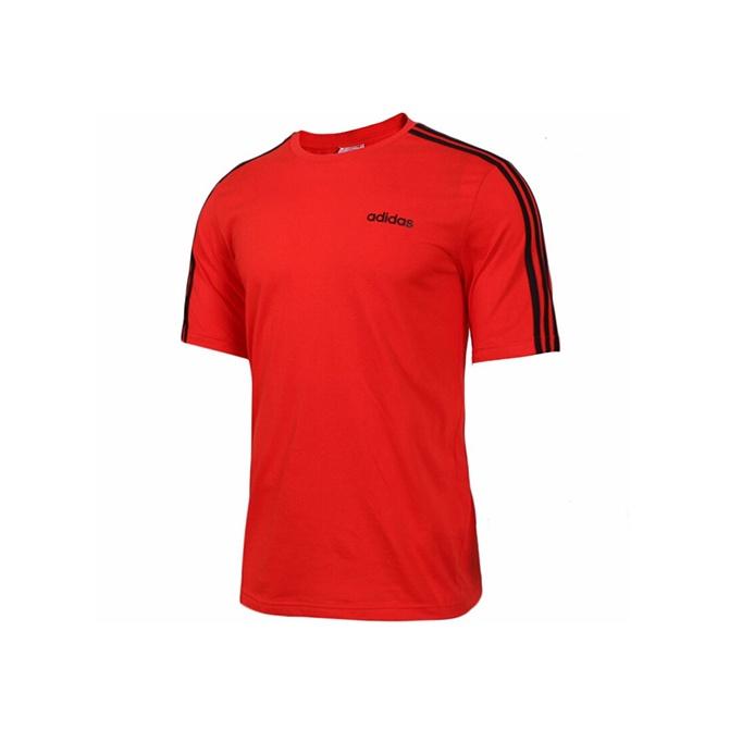 Adidas Classic 3-Stripes Training Sports Round Neck Short Sleeve T-Shirt Men Tops Red DU0444