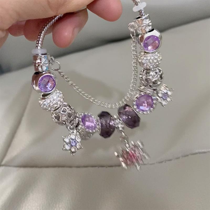 Panjia Style Purple Crystal Dream Catcher Pendant Bracelet for Women