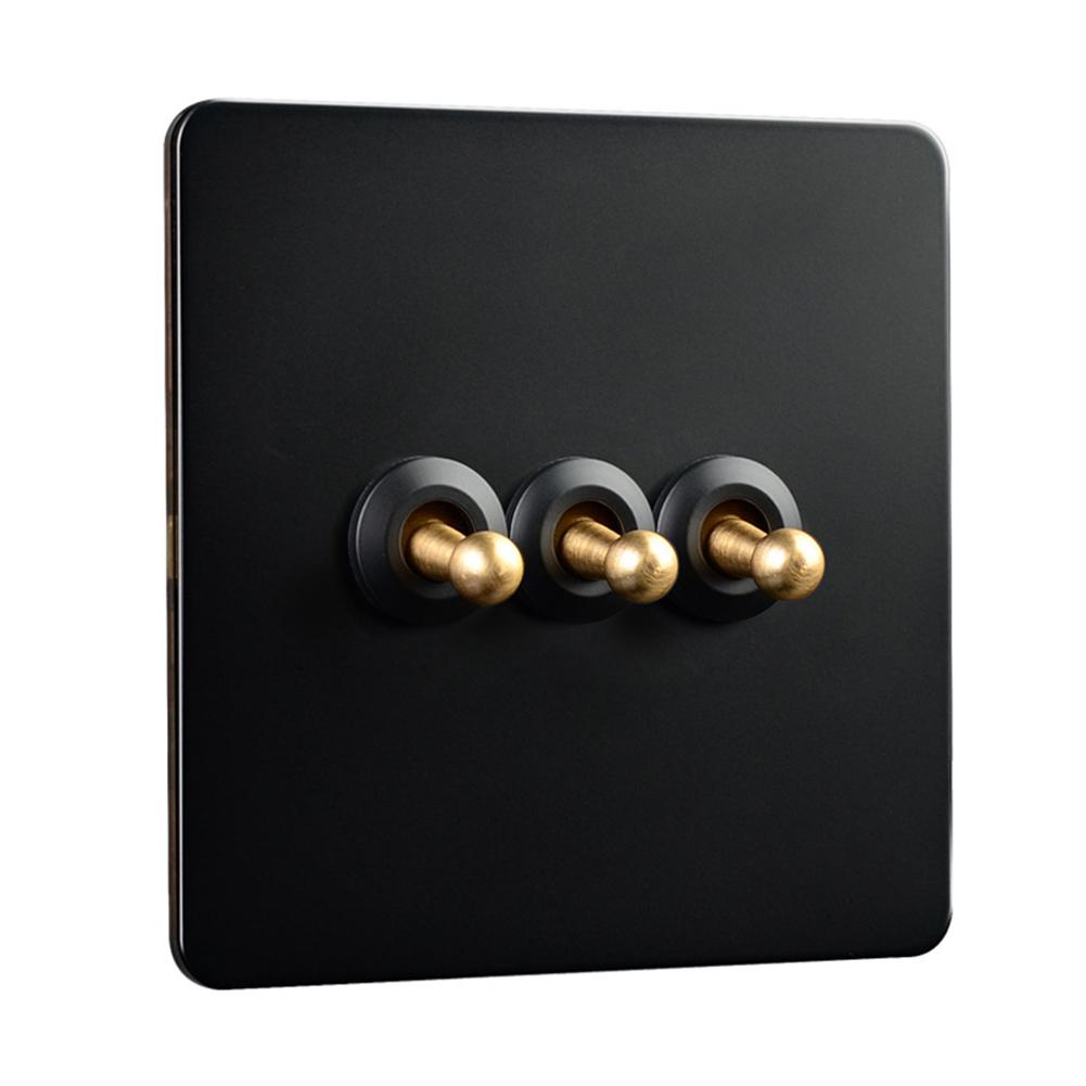 1 Stück 86er Typ Edelstahl-Panel-Wandkipplichtschalter Messingstange 1/2/3/4-Wege-Wandkippschalter für Büros, Hotels, Baumarkt