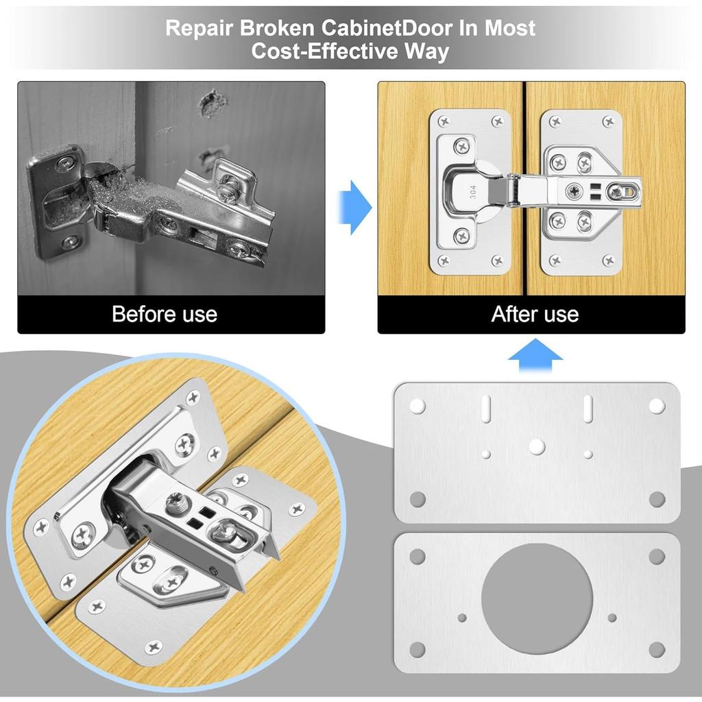 2/4/8/12pcs Cabinet Door Hinge Repair Plate Kitchen Cabinet Door Locker Hinge Fixing Plate Cabinet Door Hinge Repair Bracket