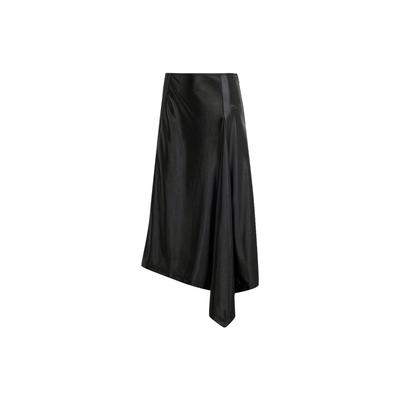 Originals High-Waisted Satin Asymmetrical Casual Long Skirt Women Bottoms Black IT9415