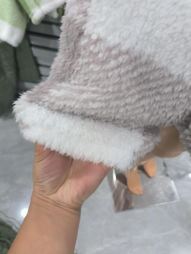 2025 Plaid Loose Fit Long Sleeve Hooded Fuzzy Zip-Up Cardigan Jacket