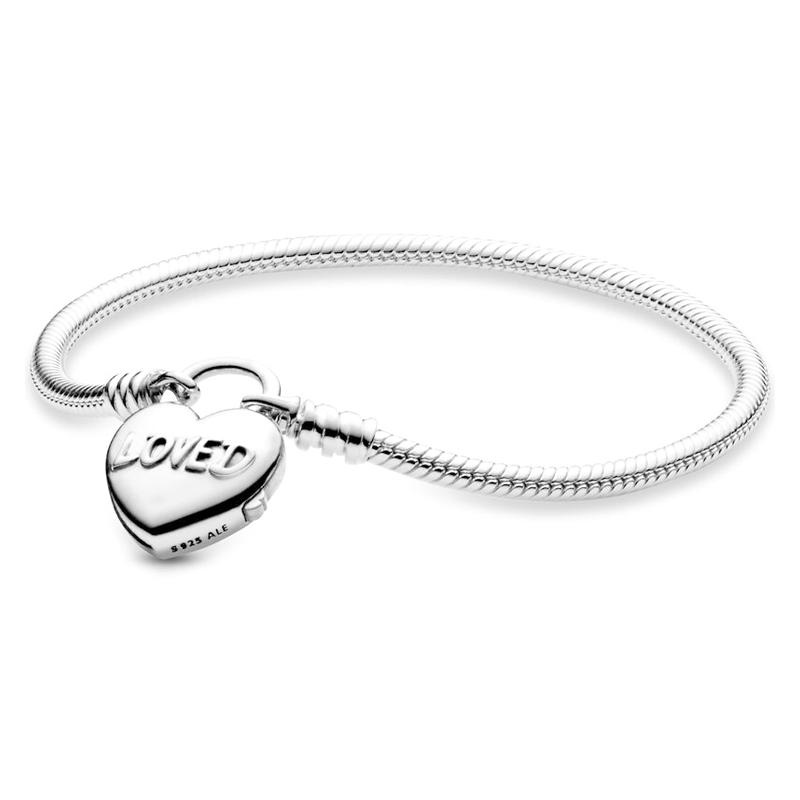 Pandora Dearest Heart Shape Smooth Chain Buckle Silver 925 Silver Bracelet Women s Silver 597806