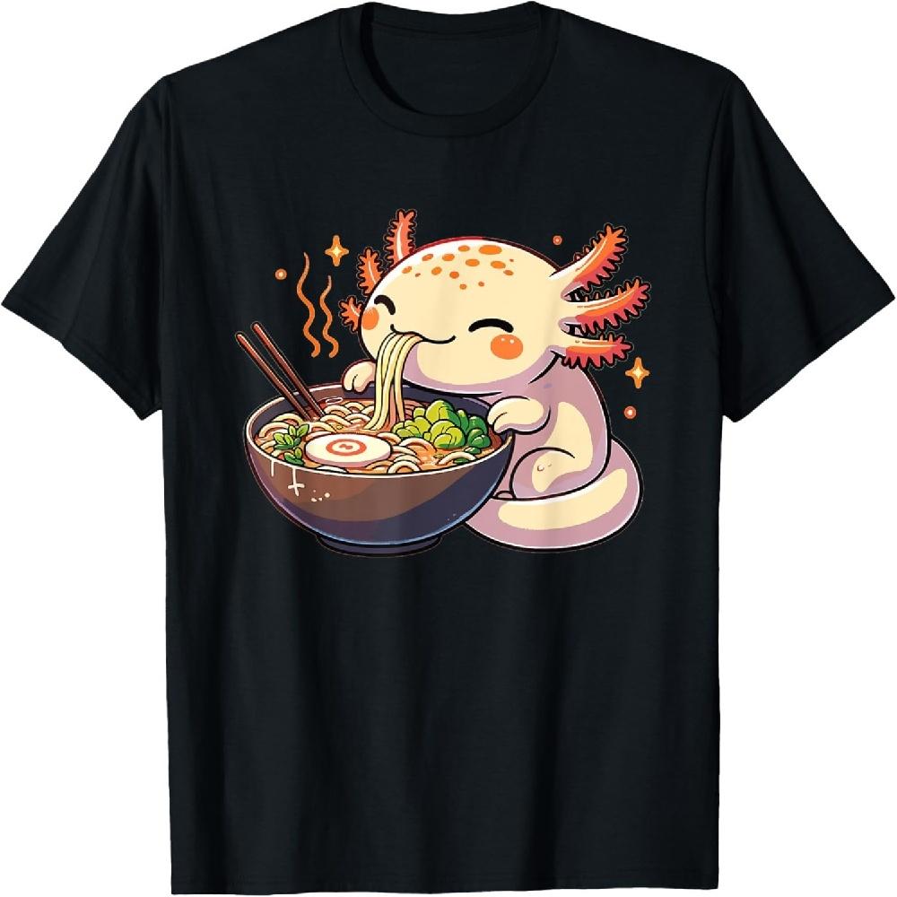 

Милый аксолотль ест лапшу рамен Футболка Аксолотли Рамен S