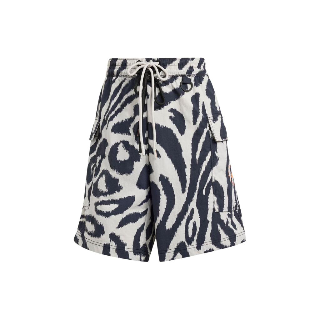 Adidas X Stella McCartney Kolaborace Sportovní tkané šortky s potiskem Leopardí potisk Stahovací šňůrka Atletické šortky Dámské šortky Černá IN3615