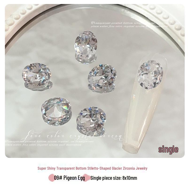 White Zirconia Nail Art: Glacier Diamonds, Transparent Rock Candy Hearts & Square Accents