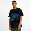 Handsome Anime Guy Print Casual Top Urban Night View Style Loose Pullover For Daily Streetwear Pure cotton T-shirt