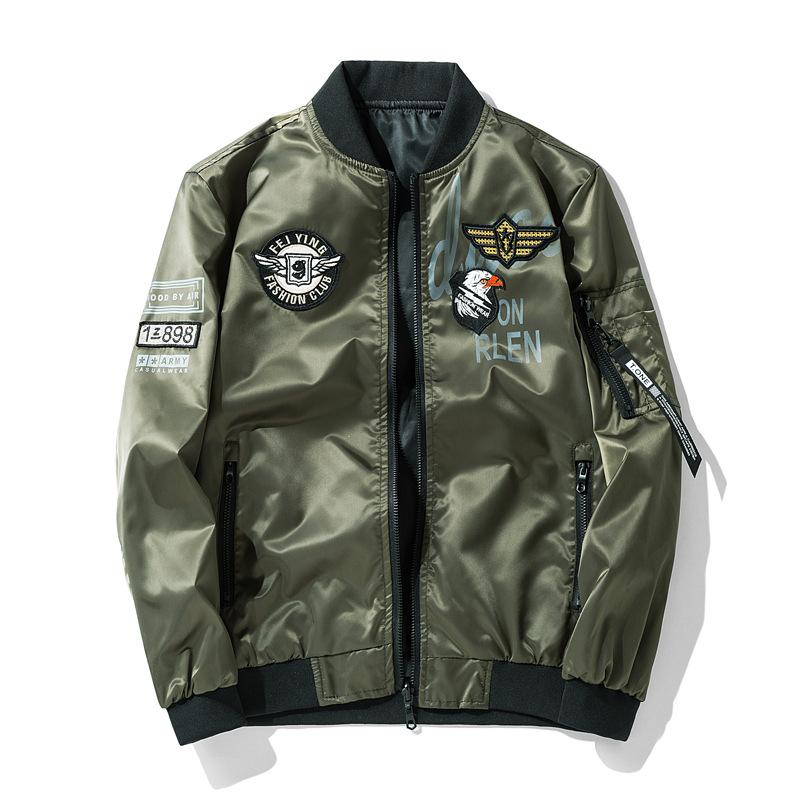 

Autumn and Winter Air Force Men s Jacket Flight Suit Double-sided Embroidered Baseball Uniform Large Size Work Jacket Trendy M