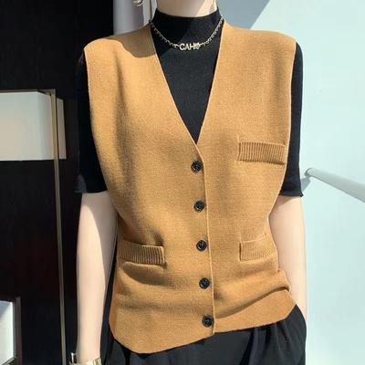 Nuovo Gilet Primavera Scollo a V, Gilet Maglia Senza Maniche da Donna, Gilet Maglione Largo e Snellente