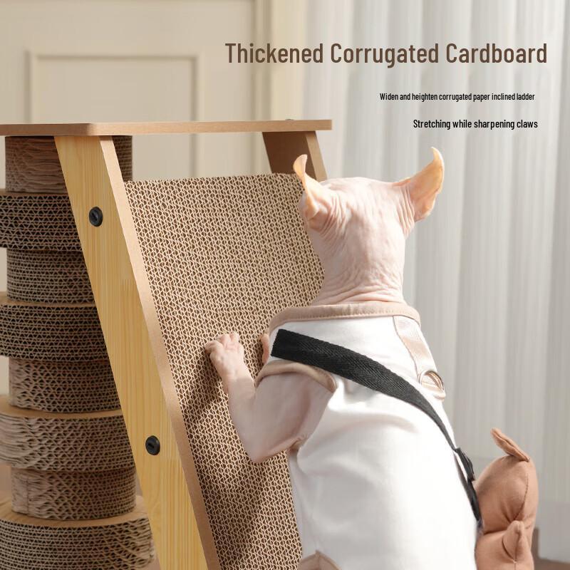 Vandou Pet Corrugated Cat Scratching Post & Climbing Frame