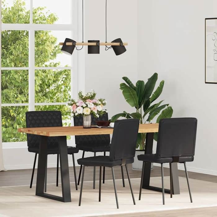 VidaXL Dining Chairs Set of 4 Black Faux Leather, Chair, Living Room Chair, Accent Chair, Kitchen Chair, Seat At 3315218