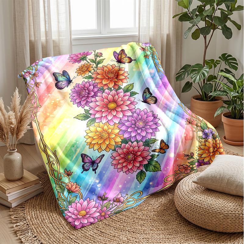 Vibrant Flower Spiral Theme blanket Lightweight Warm Flannel Blanket Decorative Throw Blanket for Home Decoration