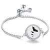 Crystal Rhinestone Aromatherapy Tree of Life Bracelet - Adjustable Titanium Steel with Essential Oil Compartment.