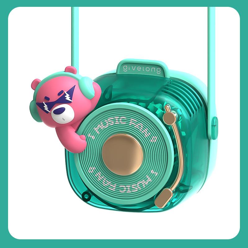 Mini fan Cartoon halterneck fan summer fun student usb charging handheld lazy portable bladeless small fan