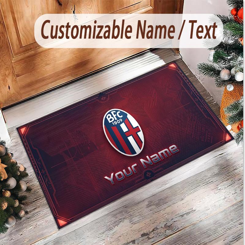 Personalized Crystal Velvet Carpet Bologna FC Pattern Non Slip Floor Rug