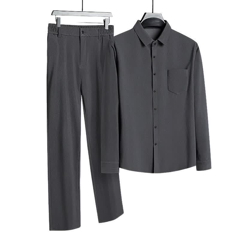 Tucano Men's Casual Lapel Shirt & Pants Set