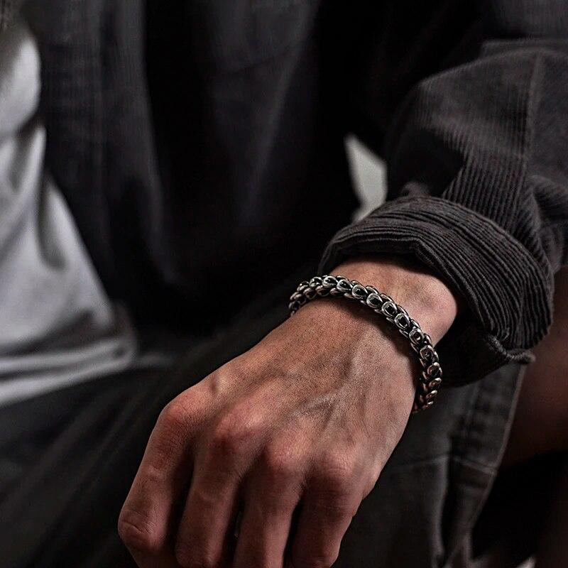 HX European and American Fashion Light Luxury Bracelet Trendy Male Personality Thick Dragon Scale Retro Jewelry Birthday Gift