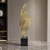 Geometric Leaf Sculpture with Square Base Sturdy for Shelf Display, Office