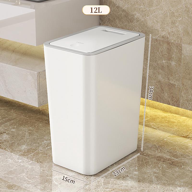 High-End Odor-Proof Plastic Trash Can with Lid for Kitchen, Bathroom, or Living Room - Large Capacity