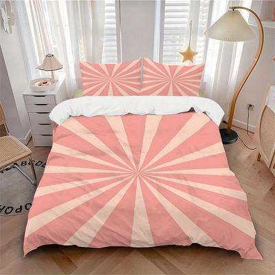 3pcs Sunburst Stripes Bedding Cover Set, Fashion Classic Popular Print Bedding Set, Soft Comfortable, All - Season Use, For Bedroom180