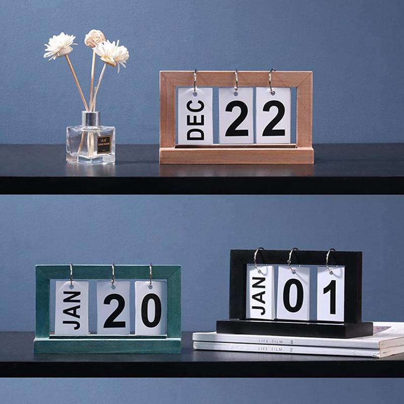 Minimalist Style Living Room Office Decoration Wooden Calendar Ornament Modern Desk Accessories Simple Home Decor Crafts Gift