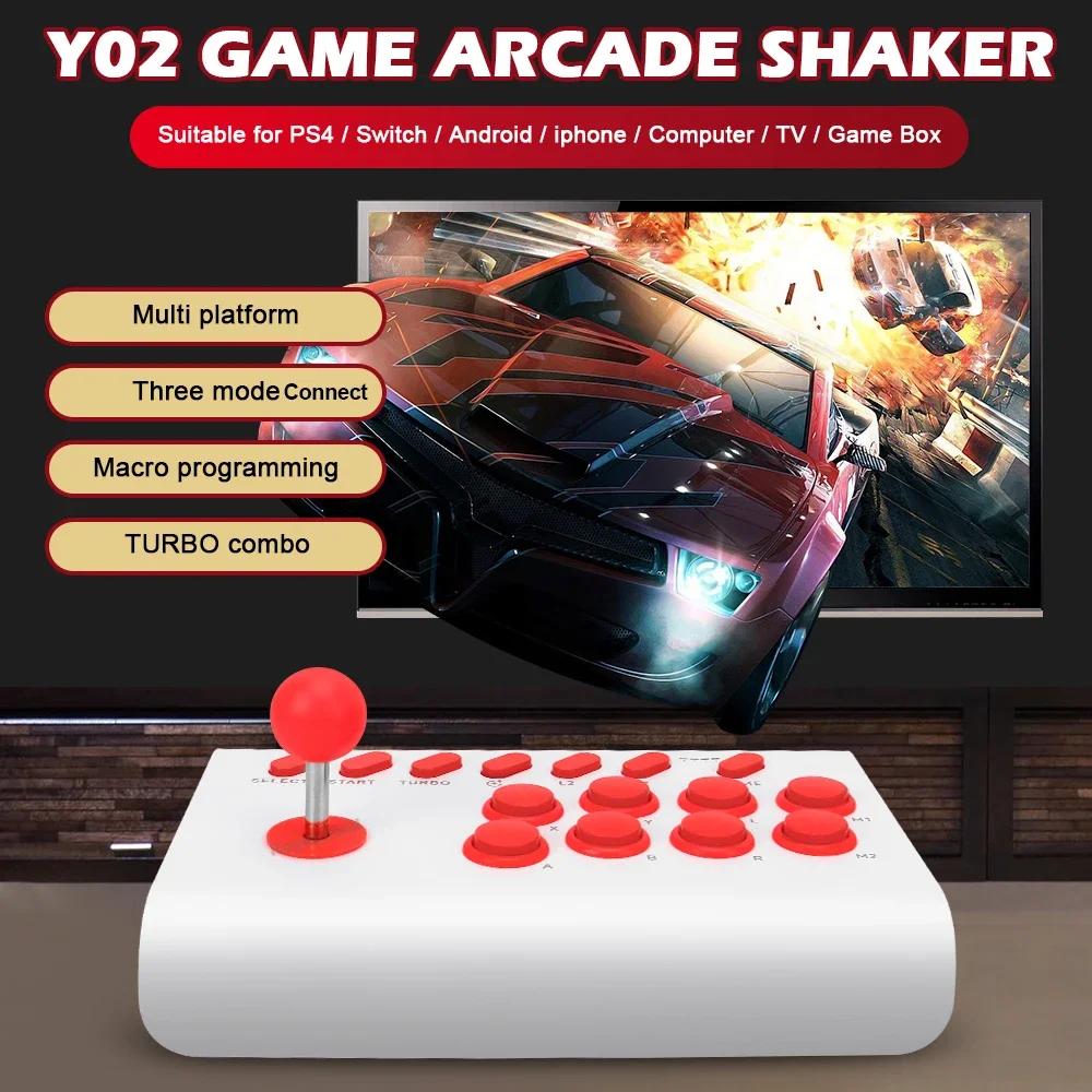 Y02 Arcade Joystick for PS4/PS3/Xbox One/Switch OLED/Android/iOS Wired Wireless Street Fighter Controller W Macro/Turbo Function