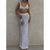 Western Style Gyaru Beach Suit Wrap-around Solid Sheath Long dress Two-piece Set Beach Set for Women