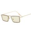 Diamond Small Rectangular Sunglasses Women Metal Frame Crystal Shades Clear Lens For Female Rhinestone Sun Glasses Luxury Brand