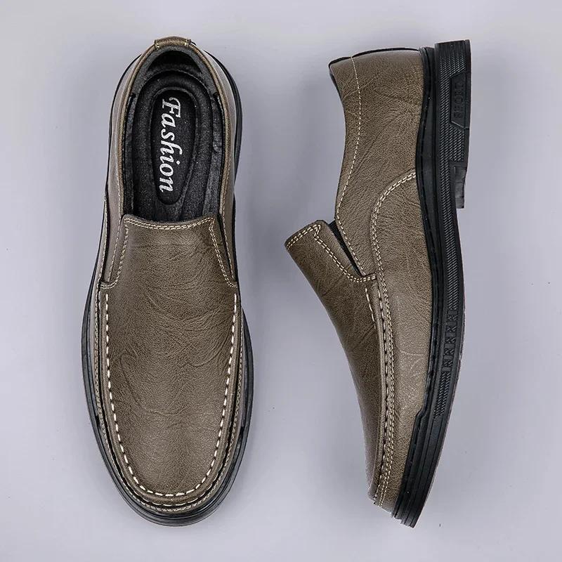 Summer Men's Business Loafers Footwear Soft Sole Shoes Comfortable Perforated Breathable Shoes Anti-slip Wear-resistant Sneakers