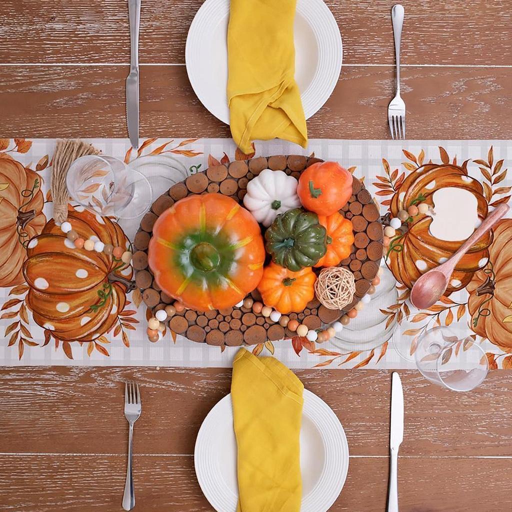 Table Runner  1PC Autumn Thanksgiving Table Runner Pumpkins  Dining Table Decoration Tablecloth for  Picnic Harvest Party Decor