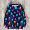 Women's Casual Long Sleeve Halloween Print Round Neck Knit Sweater Top