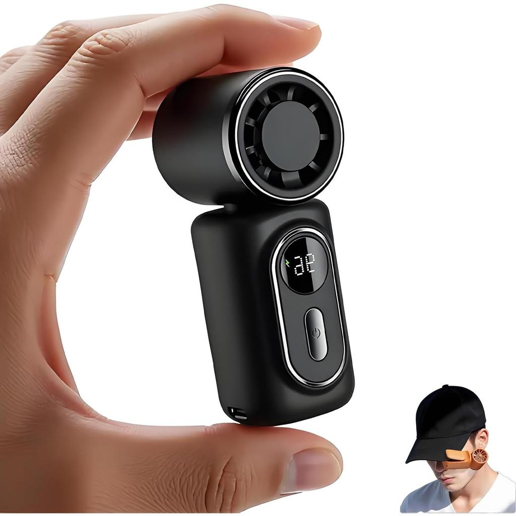 Mini Portable Handheld Clip Fan, 3-in-1 Rechargeable 3000mah Battery, 5 Speeds, 180° Adjustable Airflow, LED Display, Pocket Size