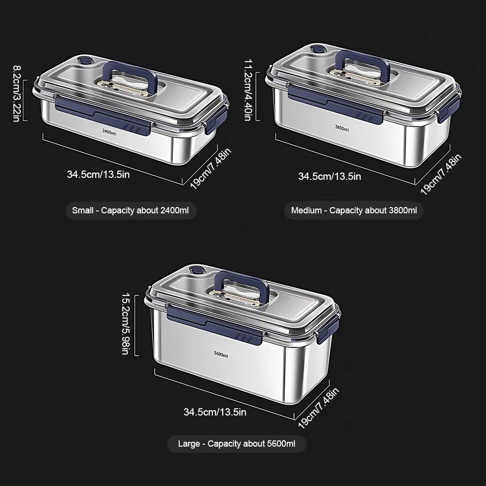 316 Stainless Steel Food Storage Container Set, Airtight Leakproof Kitchen Organizer with Lids, Large Capacity Bento Box