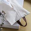 Cotton Linen Fabric Tissue Set Living Room Household Dining Table Paper Box Hanging Car Tissue Storage Bag Tissue Bag(Leather handle light gray)